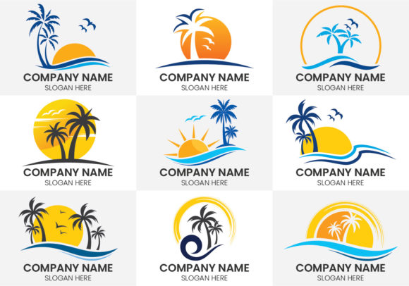 Beach and Island Logo Design: Essential Vector Icons