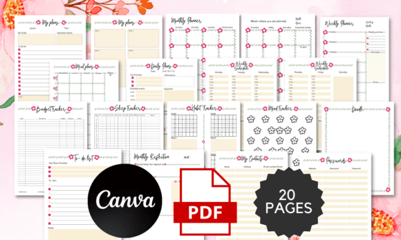 Floral Canva Planner Template: A 20-Page Design Solution