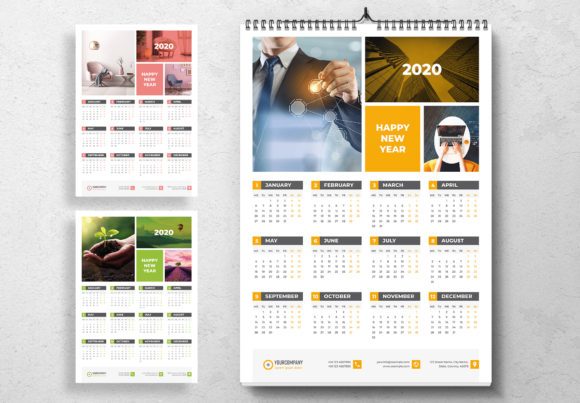 Wall Calendar 3 Color Styles: A Designer's Template