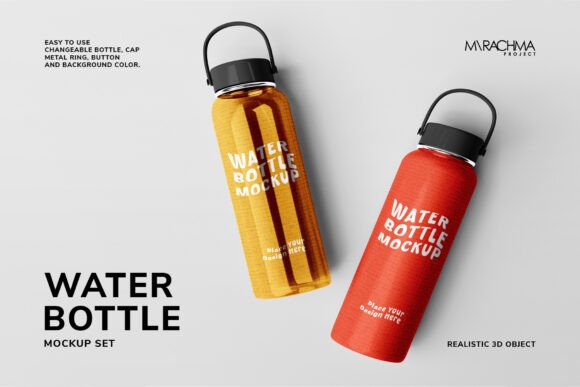 Water Bottle Mockup Set: Professional Design Presentation
